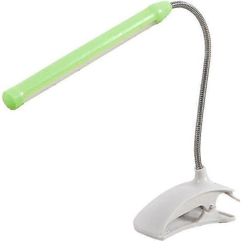 (vert) Lampe de lecture LED USB flexible à pince pour lit, bureau ou table, intensité variable, secteur (1/5)