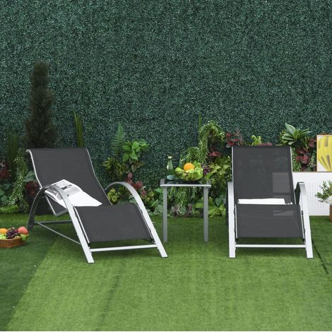 Salon jardin 3 pièces, métal, noir OKMYHOME (1/5)