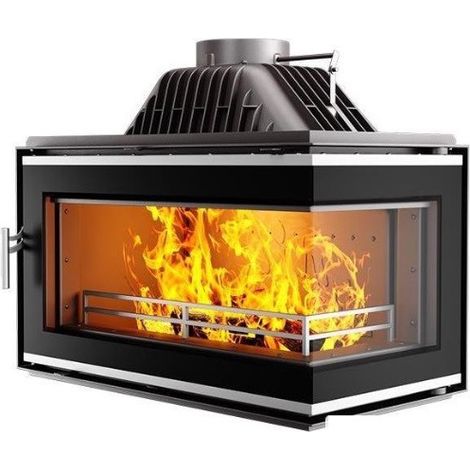 Azura Home Design – Insert cheminée à bois 13,5 kW ECO coin droit – Efficacité 74,1 % – Capacité chauffage 135 m² – Matériau fonte – Diamètre conduit 180 mm - W16LB-13 (1/5)