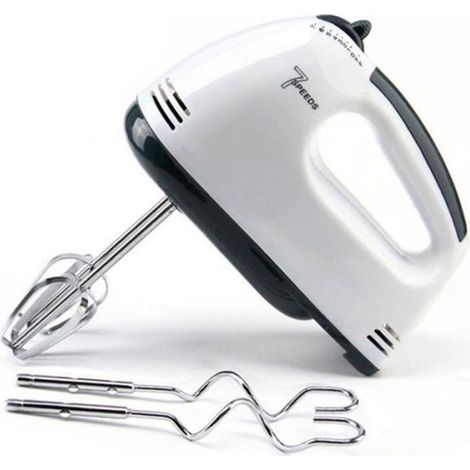 PourV Elektrischer Handmixer mit 2 Schneebesen und 2 Knethaken, 7-stufigem Eierquirl, Küchenmixer für Eier und Sahne (1/4)