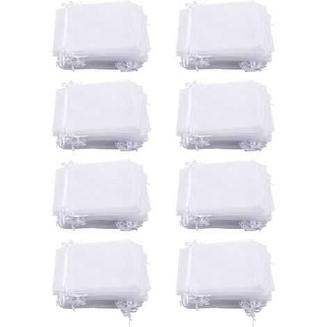 400 bolsas de regalo de organza de 4 x 6 pulgadas, bolsas con cordón para joyas, bolsas para recuerdos de bodas y fiestas (blancas)