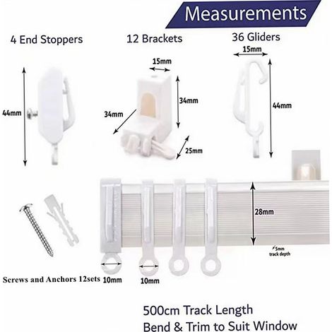 5-meter PVC plastic steel curved curtain track set with accessories (U-shaped and L-shaped flexible tracks) (1/5)