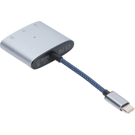 Adaptateur audio 3 en 1 USB-C vers prise casque 3,5 mm et port de charge - Gris sidéral (1/5)