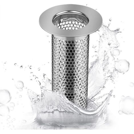 Filtro doccia, 5,5 x 8 cm, filtro per scarico vasca, filtro per capelli in acciaio inox, rete filtrante per scarico, per cucine, bagni, balconi (argento)
