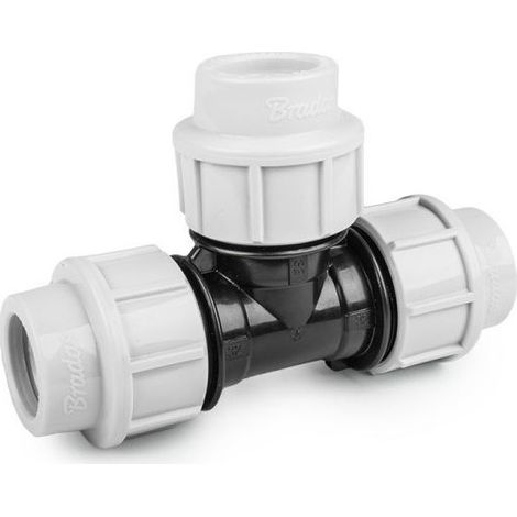Raccord à compression Té égal PN16 pour tube PE 20 mm (Lot de 2)