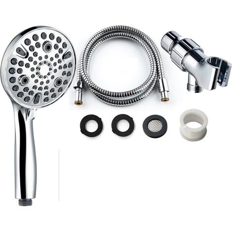 Neues Handbrauseset mit 1,5 m flexiblem Schlauch und Wandhalterung – Chrom (1/4)