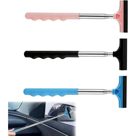 3 Piezas Essuie-Glace Rétroviseur Voiture Portable Rétractable Mini Raclette Vitre Voiture S'étirer Jusqu'à 65 cm Rose Noir Bleu (1/5)