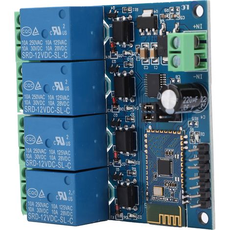 Relais intelligent Bluetooth 4 canaux 12V, module sans fil avec télécommande smartphone, application Android, contrôle à distance. (1/5)