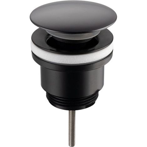 1 bouchon de vidange, noir mat, filetage G1-1/4, ouverture/fermeture par pression, compatible évier et lavabo (1/5)