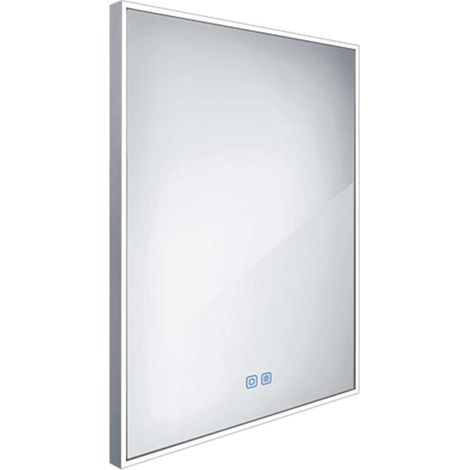 Nimco Specchi - Specchio con illuminazione LED, 60x80 cm, sensore touch, alluminio ZP 13002VX