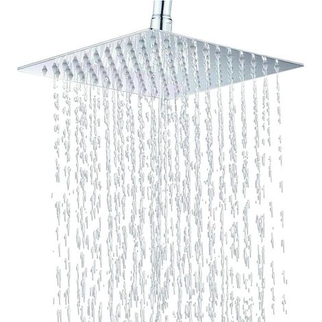 Soffione doccia quadrato da 16" in acciaio inox 304 lucido – Design ultrasottile – Stile a cascata