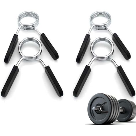 Pince Haltere, 4 Pcs Pinces à Ressort pour Haltères, Colliers à ressort 28/30 mm, Pince Clips pour haltère et barres standard, montage rapide - Stop Disques pour Haltérophilie, Fitness, Musculation (1/5)