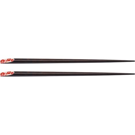 paire de baguettes en bois durables réutilisables, motif Sakura, style japonais (rouge) (1/5)