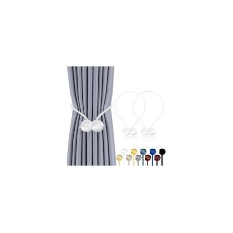 (Blanc)Lot de 2 Embrasses Rideaux Magnétiques – 10 Couleurs, Corde Polyester Reinforcée – pour Salon, Chambre, Salle à Manger & Salle de Bain (1/5)