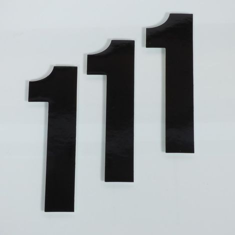 Lot 3 stickers autocollant numéro course chiffre un 1 noir