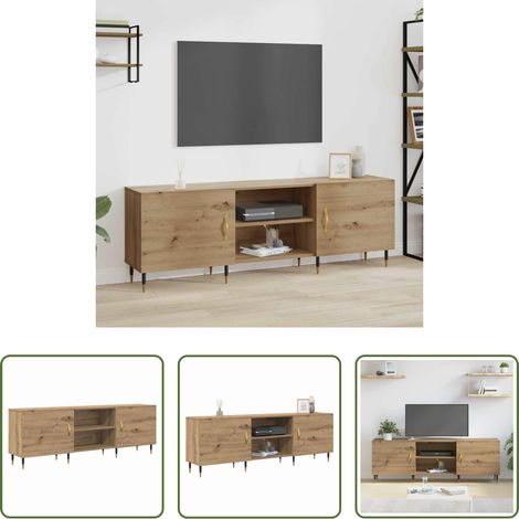 Meuble tv bois d'ingénierie - Meuble TV chêne artisanal 150 x 30 x 50 cm Bois d'ingénierie (1/5)