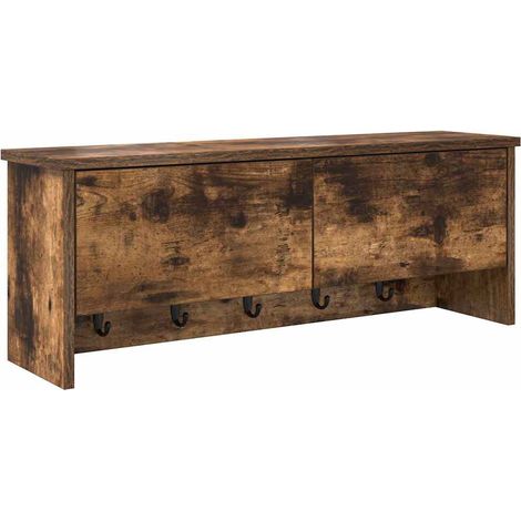 Porte-manteau mural avec étagère Chêne fumé 80 x 20 x 30 cm CFW272422 (1/5)