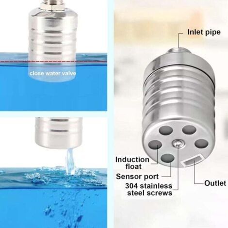 Régulateur de niveau de piscine,régulateur de niveau d'eau automatique pour réservoir d'eau,Vanne à flotteur entièrement automatique en acier inoxydable 304 (1/4)