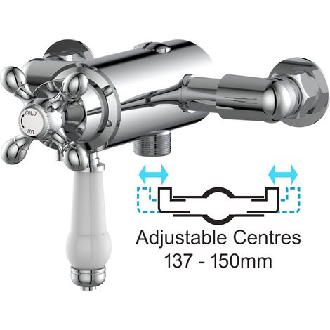 Thermostatic Traditional Exposed Shower Mixer Valve Dual Control - 137mm 150mm