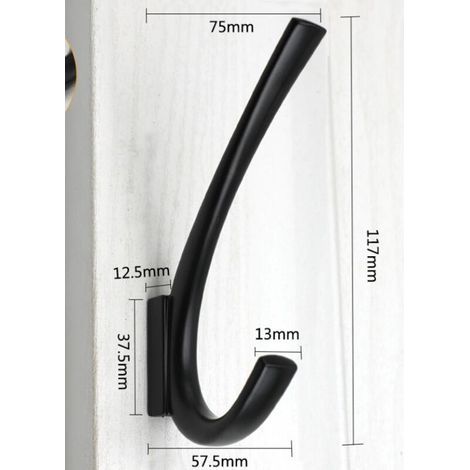 Lntyq Lot de 5 Crochets muraux Noirs Mats en Alliage de Zinc pour vestiaire, Salon, Chambre à Coucher, Salle de Bain, Porte-clés pour Mur, Porte-Manteau Fantaisie (1/5)