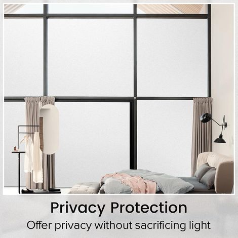 Statische Fensterfolie – Verdunkelung und Sichtschutz – Für Badezimmer, Büros und Schlafzimmer – 40 cm x 3 m – Milchglasweiß