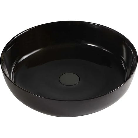 Lavabo da appoggio tondo 38,5 cm nero lucido in ceramica Zelos (1/3)