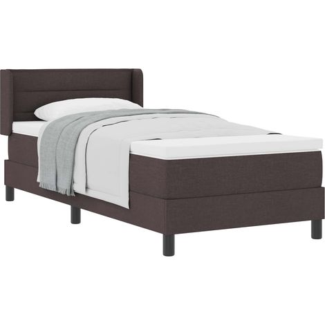 Maison Exclusive - Lit à ressorts avec tête de lit Marron foncé 190 x 90 cm tissu (1/5)