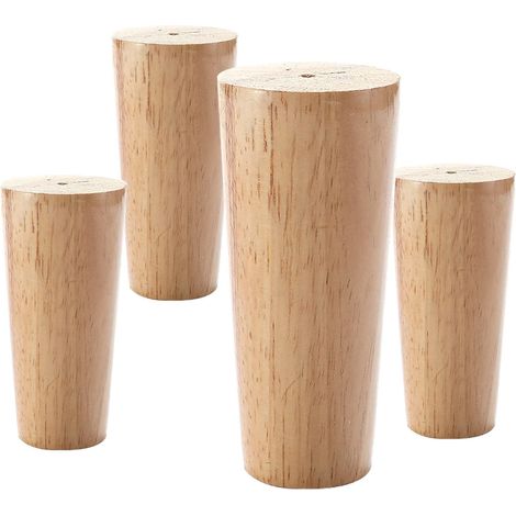 Lot de 4 Pieds de canapé de meubles,pieds de support ronds en bois massif,pieds de table de bricolage,vis M8,pour pieds de meuble TV,pieds de meuble,coffee table,pied de table,4 pièces,straight-20cm/7 (1/5)