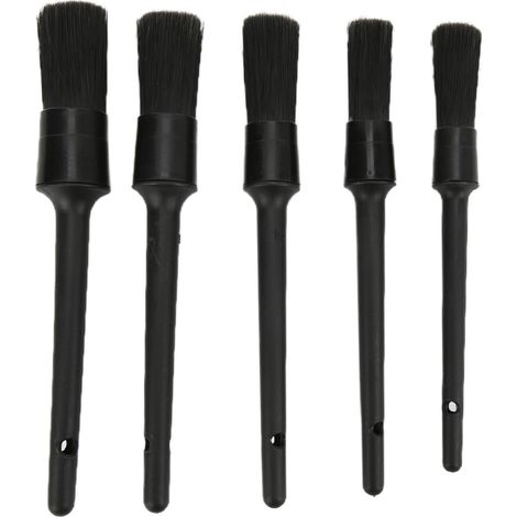 Set de 5 brosses de detailing auto pour nettoyage intérieur, extérieur, moteur, échappement, sièges en cuir - Noir (1/5)