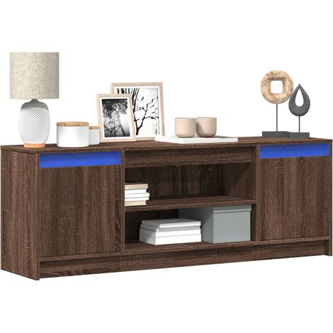 TV-Schrank mit LED-Beleuchtung Braun Eichen-Optik 139,5x34x50cm