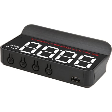 Affichage tête haute LED pour voiture (HUD) avec OBD, affichage de la tension et de la consommation de carburant, alarme d'avertissement de survitesse. (1/5)