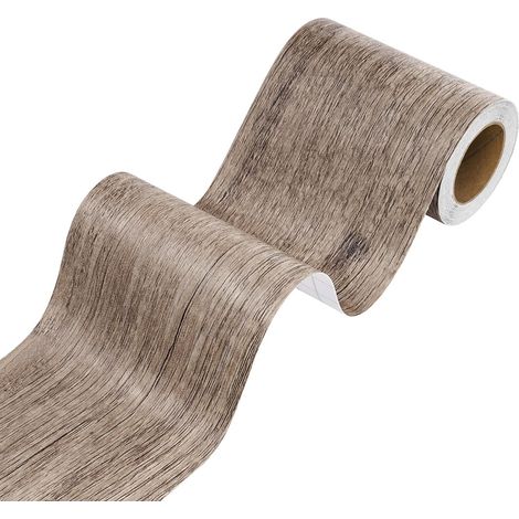 Frise Murale Adhesive Bordure de Papier Peint Imitation Bois Brun Clair 7.6cmX1500cm Frise Murale Salle de Bain Adhésive Film Pour Meuble Cuisine Miroir Salon Plinthe Pvc Adhesive Étanche (1/5)