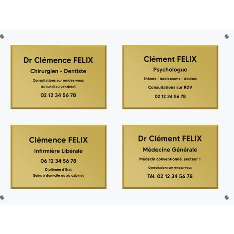 Support en plexi transparent pour 4 plaques professionnelles 20 x 30 cm (1/3)