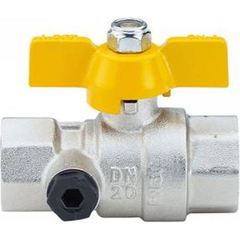 Valvola arresto a farfalla con presa pressione 3/4" m/f per gas enolgas