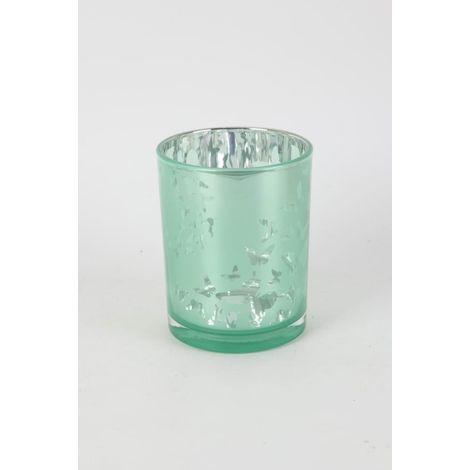 TrendLine Windlicht Schmetterlinge Glas Ø 10 x 12,5 cm grün Windlicht