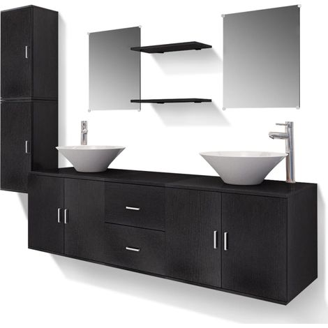 Maison Exclusive - 11-tlg. Badmöbel-Set mit Waschbecken und Wasse