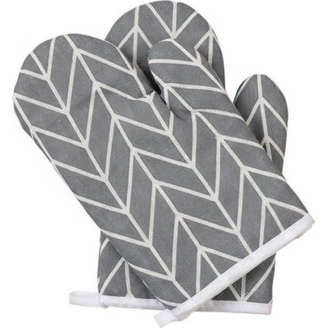 Gants De Four - Motif Chevron - Protection Thermique Jusqu À 250 °C - Pour Four Et Micro-ondes - Lot De 2 (1/3)