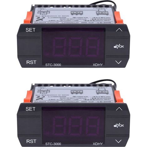 2 termostatos digitales STC-3000 con sensor, 110-220 V, 30 A
