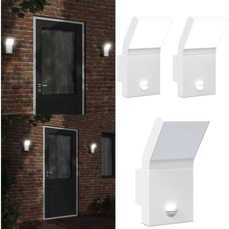 LED-Außenwandleuchten mit Sensor 2 Stk. Weiß Aludruckguss - LED-Lampe - Außenleuchte - Wandleuchte - Sicherheitslicht - Bewegungsmelder - Home & Living (1/5)