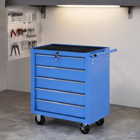 Servante d'atelier coloris bleu en acier 675 x 33 x 77 cm (1/5)