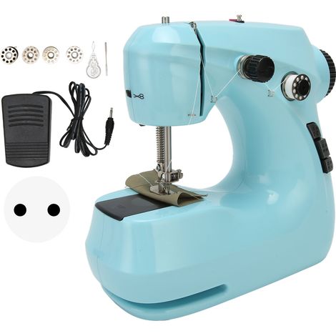 Mini machine à coudre portable électrique double alimentation interrupteur pour débutants enfants 100-240V fiche UE (1/5)
