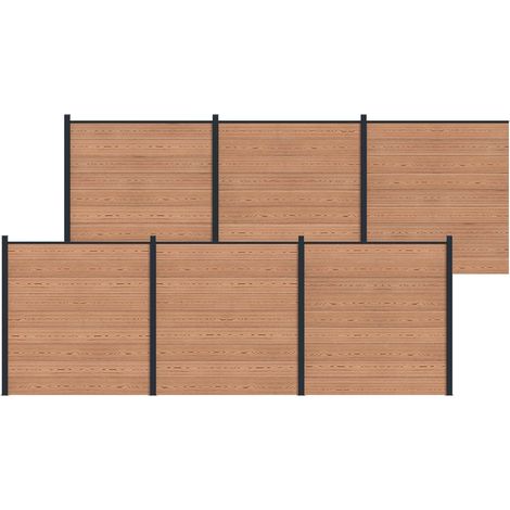 Fence Panel 6 pcs WPC and Aluminium Brown vidaXL