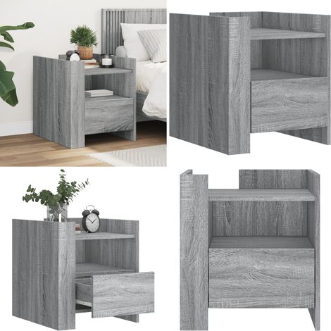 Nachttisch Grau Sonoma 45x50x50 cm Holzwerkstoff - Nachttisch - Grau - Wohnraum - Schlafzimmer - Holzwerkstoff - Home & Living (1/5)