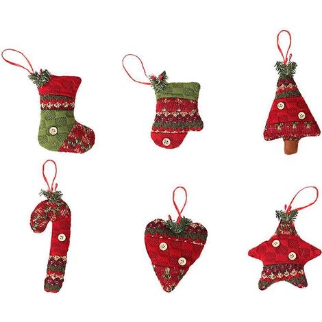 Lot de 6 pendentifs de Noël à suspendre au sapin, pendentifs chaussettes de Noël créatifs, pendentifs pour béquilles de Noël-12X12cm (1/3)