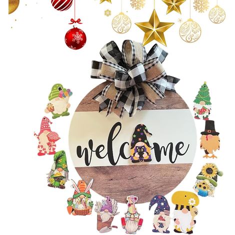 Panneau « Home Home », panneau de bienvenue, décoration de porche décoration de porte d'entrée, panneau d'entrée à suspendre, ornements d'arbre et cadeaux de fête pour salle à manger 30 x 30 (1/5)