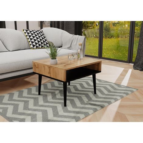 Mesita de noche/mesa de centro Vico para sala de estar/dormitorio, color marrón/negro. (1/5)