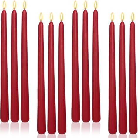 Irovami Bougies coniques bordeaux 30 cm – lot 12, sans parfum, mariage/Noël (1/5)