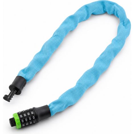 Antifurto a catena con codice per bicicletta impermeabile blu 65 cm 4,5 mm (1/5)