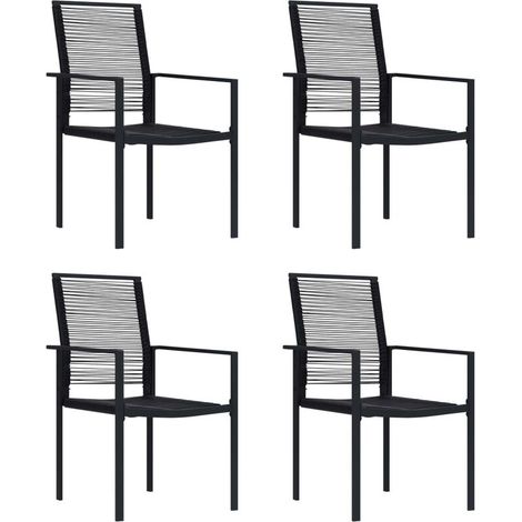 Lot de 4 Chaises de Jardin Exterieur - Chaises Relax Design Rotin PVC Noir vidaXL (1/5)