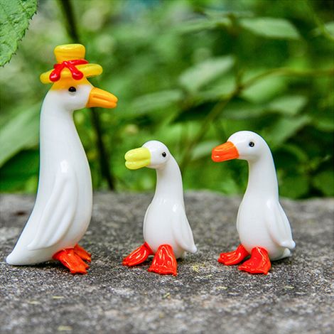 Objets en verre, petits ornements animaux mignons, décorations de bureau canard (1/5)